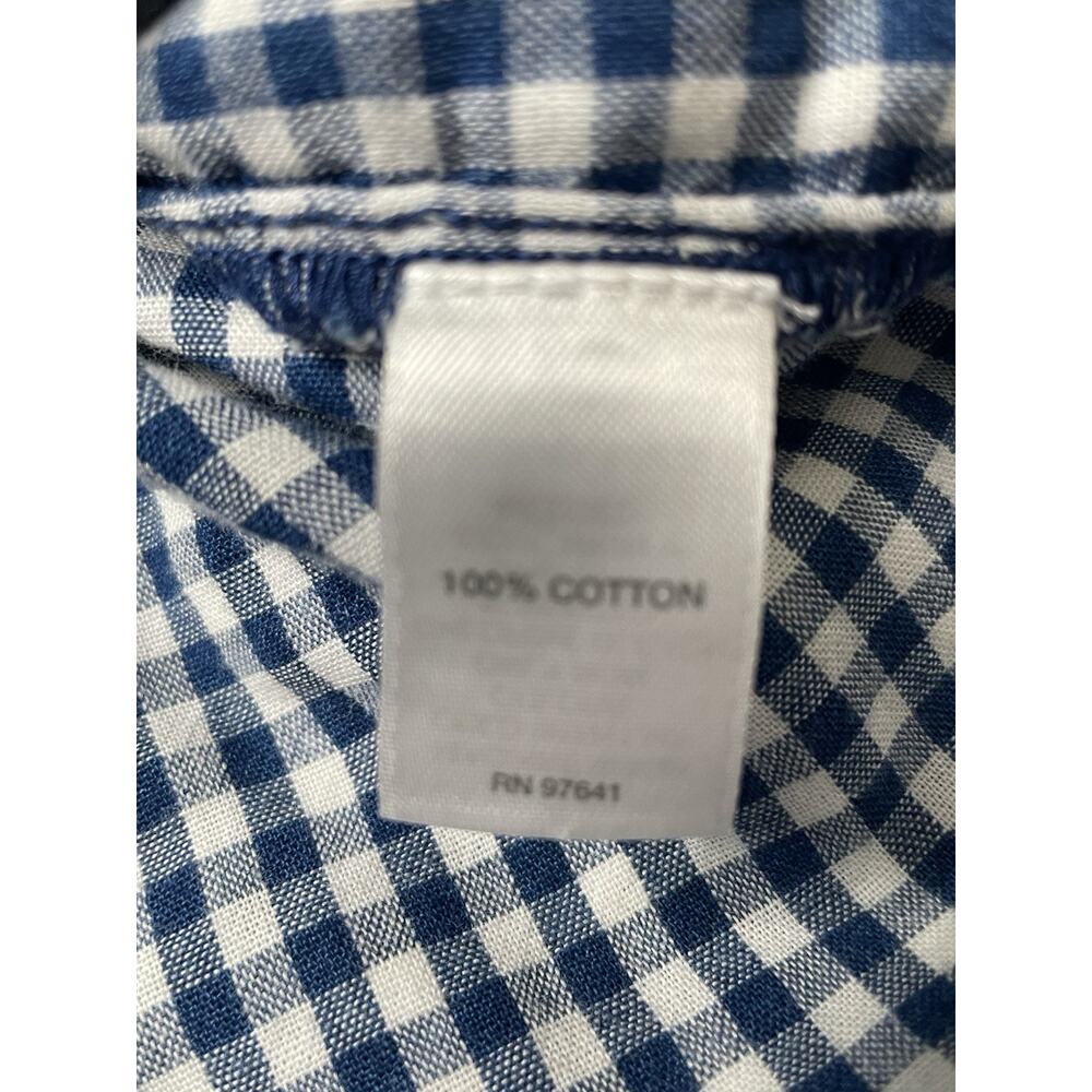 J Jill XL Blue White Gingham Check Cotton Blouse Boat Neck Button Front Cottagec - Picture 5 of 13